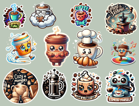 Download Coffee Stickers, Digital Stickers - Digital stickers Collection